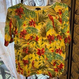 Talbots tropical bird crew neck s/s sweater Small